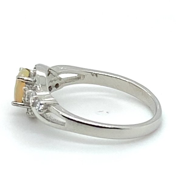 Welo Opal .35ct Platinum Silver Ring - Picture 7 of 7